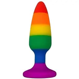 Силиконовая анальная пробка Wooomy Hiperloo Silicone Rainbow Plug L диаметр 3.9 см длина 13.1 см