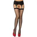 Чулки-сетка со швом Leg Avenue Fishnet thigh highs with bow One size Black декор: бантики стразы