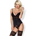 Корсет с подвязками Obsessive 810-COR-1 S/M черный