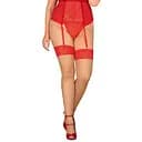 Панчохи Obsessive Blossmina 6XL/7XL червоний