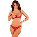 Комплект белья Obsessive Lacelove XS/S красный