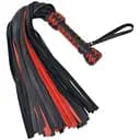 Черно-красный флоггер классический, натуральная кожа, 50 хвостов, по 50см, рукоятка 20см