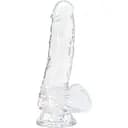 Прозрачный фаллоимитатор на присоске Addiction - Clear Dildo with Balls 7″, вибропуля в подарок