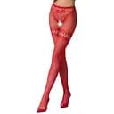 Эротические колготки-бодистокинг Passion S015 red имитация чулок в сеточку и трусиков с доступом S/M/L