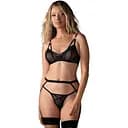 Комплект білизни Obsessive Euridia XL/2XL (чорний)