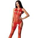 Бодистокинг с имитацией чулок Passion BS079 red One size