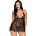 Пеньюар Leg Avenue Floral lace babydoll & string Black L