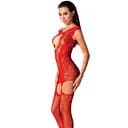 Ажурний бодістокінг із панчохами Passion BS082 red One size