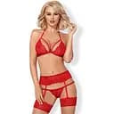 Комплект белья Obsessive 838-SEG-3 L/XL красный