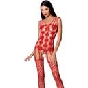 Бодістокінг Passion BS067 комбінезон імітація панчох та топа на бретелях S/M/L red