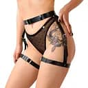 Сексуальные гартеры Art of Sex - Gwen из натуральной кожи, цвет черный