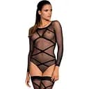 Бодістокінг Obsessive Bodystocking G320 панчохи боді декор у вигляді ліній S/M/L