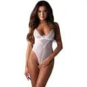 Боді Obsessive Alissium Crotchless XS/S білий