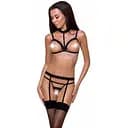 Трусики стрепи SHELLY THONG black - Passion Exclusive L/XL