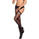 Сетчатые чулки-стокинги со стрелкой Obsessive Garter stockings S314 черные имитация гартеров S/M/L