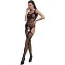 Бодистокинг Passion ECO BS005 плотный открытый доступ имитация подвязок S/M/L black