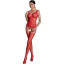 Бодистокинг Passion ECO BS001 с доступом имитация подвязок флористический декор S/M/L red