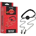 Кляп с зажимами для сосков Erospace Wild Play C15 черный