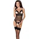 Корсет з відкритими грудьми Passion DIABOLINA CORSet black L/XL