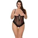 Боди Passion Exclusive North Body black открытая грудь с доступом винил и кружева 4XL/5XL