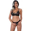 Комплект білизни Daring Intimates Bra and Crotchless Panty S/M чорний