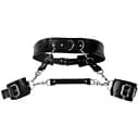 Кожаный пояс с наручниками Art of Sex - Kasta, Черный XS-M