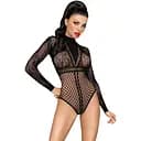 Боди Penthouse Spicy Whisper Black имитация топа с длинными рукавами закрытое декольте XL