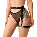 Гартер на ногу Art of Sex - Naomi с надписью SEXY, натуральная кожа, цвет черный