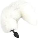 Силиконовая анальная пробка с хвостом из натурального меха Art of Sex size M White fox