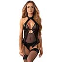 Боді Obsessive Dominna otwarte S/M (чорний)