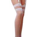 Классические чулки под пояс с двойной резинкой ST002 bianco - Passion 1/2
