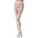 Эротические колготки-бодистокинг Passion S007 white красивые ажурные колготки с вырезом S/M/L