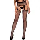 Чулки-стокинги из сетки разного размера Obsessive Garter stockings S815 черные имитация гарт S/M/L
