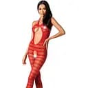 Сетчатый бодистокинг с открытым животом Passion BS081 red One size