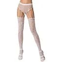 Эротические колготки-бодистокинг Passion S003 white имитация кружевных чулок и трусиков S/M/L