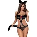 Еротичний костюм гепарду Obsessive Gepardina 3 pcs costume чорний L/XL