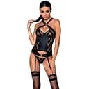 Сітчастий комплект із візерунком Passion Hima CorSet black L/XL