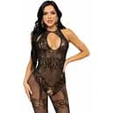 Leg Avenue Rhinestone Lace and Net Bodystocking OS Black One size