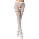 Эротические колготки-бодистокинг Passion S015 white имитация чулок в сеточку и трусиков с доступом S/M/L