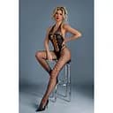 Бодістокінг Caprice Lingerie Model 08 One size Black імітація шнурівки