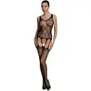 Бодистокинг Passion ECO BS007 с доступом силуэтный рисунок имитация подвязок S/M/L black