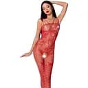 Ажурный бодистокинг с интимными вырезами Passion BS076 red One size