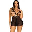 Пеньюар Leg Avenue Lace and mesh babydoll & panty Black L
