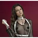 Чокер широкий с кольцом для поводка Feral Feelings - Collar, натуральная кожа, Белый