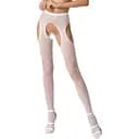 Еротичні колготки-бодістокінг Passion S017 white імітація ажурних панчох та поясів S/M/L