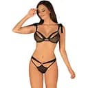 Напівпрозорий еротичний комплект Obsessive Obsessivia 2pcs Set black S/M