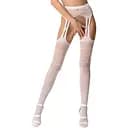 Эротические колготки-бодистокинг Passion S020 white имитация ажурных чулок с высоким поясом S/M/L