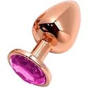 Металлическая анальная пробка Wooomy Tralalo Rose Gold Metal Plug Magenta L диаметр 4 см длина 9 с