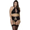 Комплект з екошкіри Passion Nancy Set black 4XL/5XL