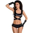 Сексуальний комплект Glossy Wetlook Halle Set XL чорний